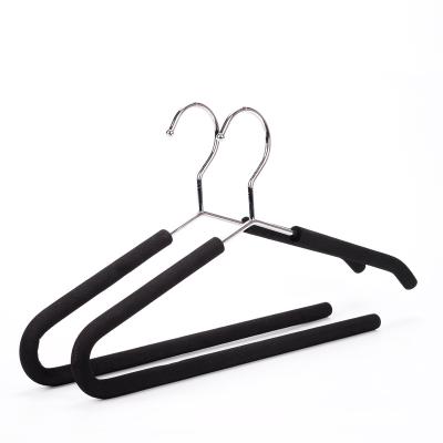 China Minimalist Black Non Slip Foam Metal Wire Liner Hangers For Clothing for sale