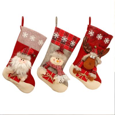 China Christmast Ornament Christmas Home Decoration Santa Snowman Sock Christmas Stocking Children's Gift Bag Te koop