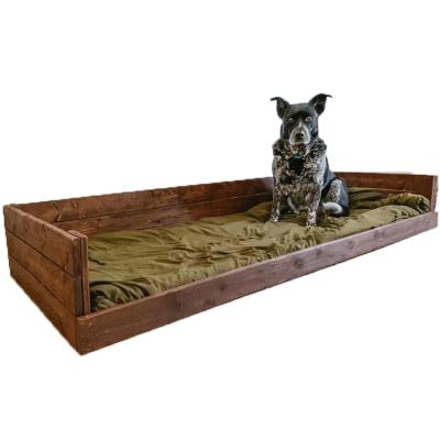 China Viable Custom Made Luxury Extra Large Pet Supplies Double Beds Indoor Sofa Pets Sofa Wooden Dog Bed For Two for sale