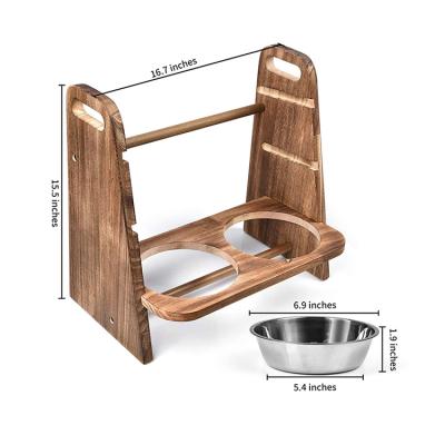 Κίνα Sustainable Wooden Pet Feeder Set Comederos Mascotas Bowls Feeders Dog Drinker And Feeder Set προς πώληση