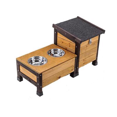 Κίνα Sustainable High Quality Home Wooden Dog Food Water Storage Feeder Rack Rolls With Box προς πώληση