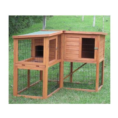 China 2 Tier Run Rabbit Hutch New Design Corner Chicken Cage Wooden House Viable Cage for sale