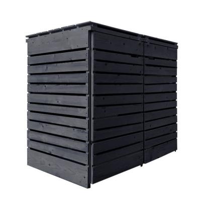 China Viable Outdoor Wooden Slatted Cover Wheelie Bin Store Large Garden Waste Trash Can Shed for sale