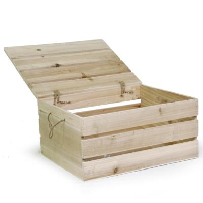 China Natural China Supermarket Fruit and Vegetable Storage Wooden Crate Storage Box with Lid for sale