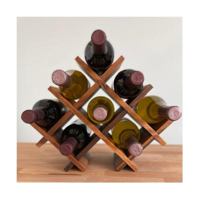 China Viable wholesale vertical factory kitchen wine bottle rack wooden tabkletop shelf display decor rack organizer for sale