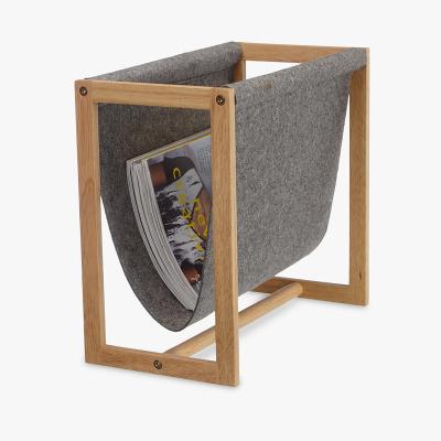 China Wholesale Custom Home Decorative Felt Wooden Frame Magazine Newspaper Rack Viable for sale