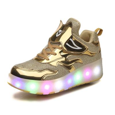 China Wholesale PVC Kids Sneakers Kids Babies Boys Lettering PU Led Luminous Sports Light Roller Shoe Ice Skates Kids Sneakers for sale