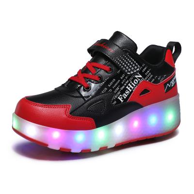 China New fashion EVA boys girls led light casual sport with lights wholesale kids sneaker kids roll up shoes roll up light led shoes luminous for sale