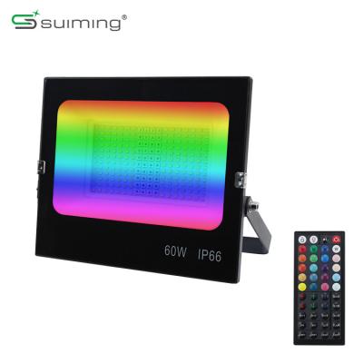 China Remote Control Garden RF RGB Outdoor Lighting For Garden 40w 60w 80w 100w Smart Led Flood Light for sale