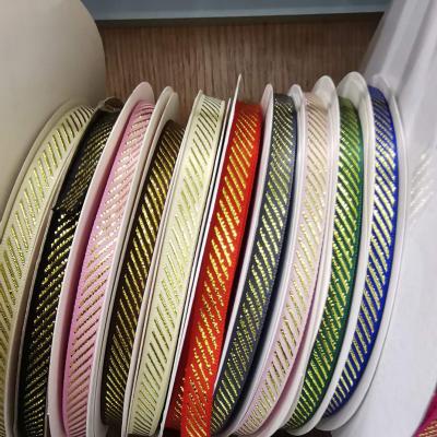 China YFXC High Tenacity Special Webbing DIY Sewing Material Stretch Fabric Stripe Webbing Knitting Bright Silk Tape For Garment Shoes for sale