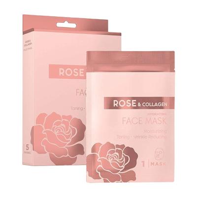 China Moisturizer Moisturizer Collagen Firming Face Mask Rose Nourishing Mask Rose Petal Whitening Repair Soothing Face Mask for sale