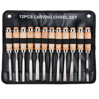 China Wood Work 12 Pcs Wood Carving Chisel Set Wood Carving Chisel Woodworking Tools for sale