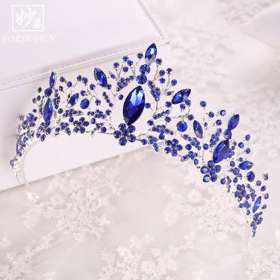 China Wedding Headwear Rhinestone Bridal Tiaras Headbands Hair Jewelry Wedding Crown Alloy+Rhinestone+ Crystal Vintage Colorful Crystal Crown For Bride Headpiece for sale