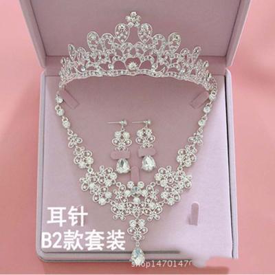 China Wholesale Crystal Bridal Jewelry Set Necklace and Earring Jewelry Set Bridal Wedding Crown Jewelry Set Fashionable Crystal Jewelry Set for sale