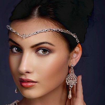 China Crystal Forehead Romantic Luxurious Gorgeous V-Band Jewelry Bridal Wedding Accessory for sale