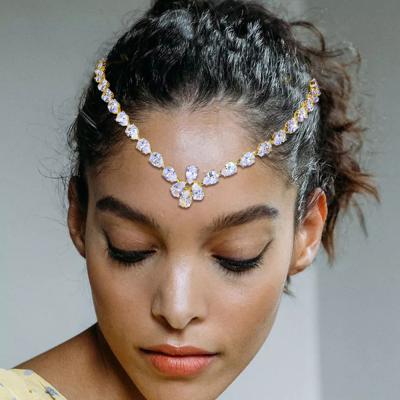 China Crystal Forehead Romantic Luxurious Gorgeous V-Band Jewelry Bridal Wedding Accessory for sale