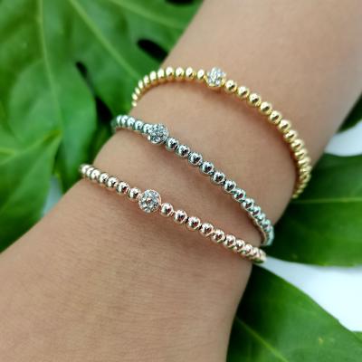 China Wholesale Gold Wrist Chain Handmade Silver Round Bead Bracelet Fine Polishing Friendship Adjustable Bracelet for Men and Women for sale