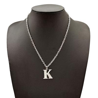 China High Quality Fashion Hip Hop Jewelry Initial Zinc Alloy Diamond Jewelry Personalized Letter Necklace 2021 Latest for sale