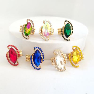 China New Color Eye Gemstone Glass Crystal Expandable Large Size Women's Ring Elastic Ring Environmentally Friendly Jewelry for sale