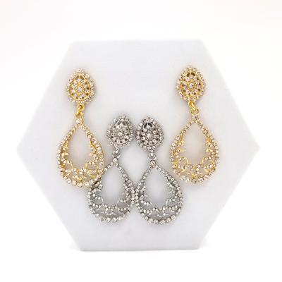 China FASHIONABLE Most Popular Rhinestone Flower Hollow Earrings Latest Design Female Earring Pendant for sale