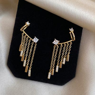 China Environmentally Friendly AS Retro High Grade Tassel Ear Bone Clip Earrings Female for sale