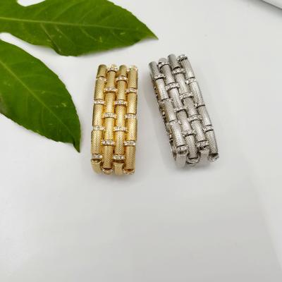 China Wholesale Handmade Elastic Gold Plated Rhinestone Alloy Bracelet Wrist Ring Adjustable Bracelet Lead Free Nickel Free Ladies for sale