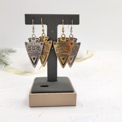 China Retro Hip Hop Trend Ethnic Animal Bird Gold Plated Zinc Alloy Triangle Environmental Friendly Long Initial Earrings Mother's Day Earrings Mother's Day for sale