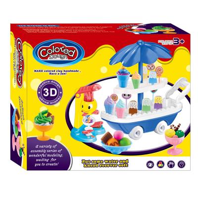 China Educational Toy Play Dough with 6 Maker Ice Cream Cart Toy Edcuational Play Dough Set Kids and Color DIY Mini Ice Creams for sale