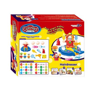 China Educational Toy Play Dough With 6 Color 2021 Cute DIY Hairdresser Play Dough Kit Toy For Kids for sale