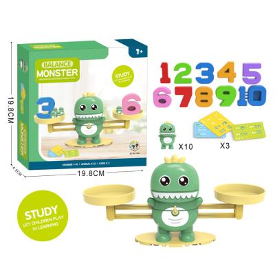 China Kids Play Game Montessori Monster Dinosaur Balance Scale Small Math Toys For Children for sale