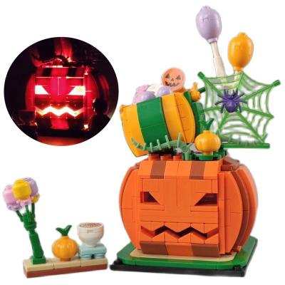 China The Building Block Toy 335pcs Halloween Gift Light Pumpkin The City Street Sight Store Model Toys For Children for sale