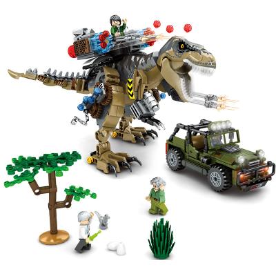 China Building Block Toy 645pcs Truck Hunting T-Rex Dinosaur Robot Kids Toys World 1596 for sale