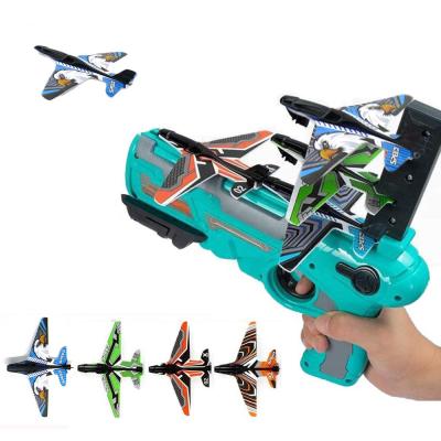 China Continuous Foam Airplane Play Foam Gun Toy Child Air Battle Launch Gun Outdoor Shooting Toy for sale