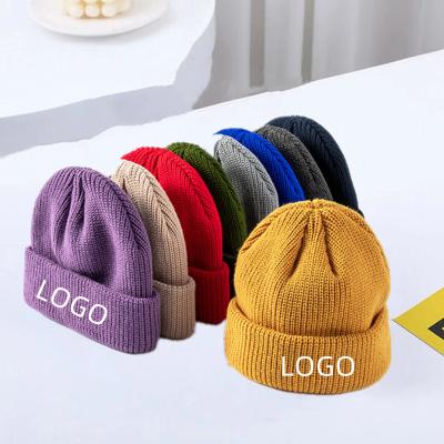 China Wholesale Plain Knitted Skullcap Custom Made Leather Patch Hats Plain People's Men's Skullcap Knitted Skullcap for sale