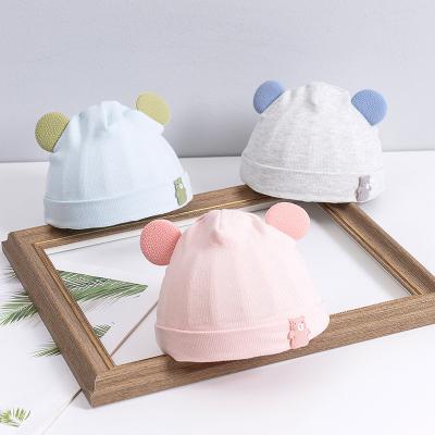 China Selling Newborn Cotton Baby Hat Organic Modal Breathable Newborn Warm Yellow Blue Striped Cotton Baby Hat for sale