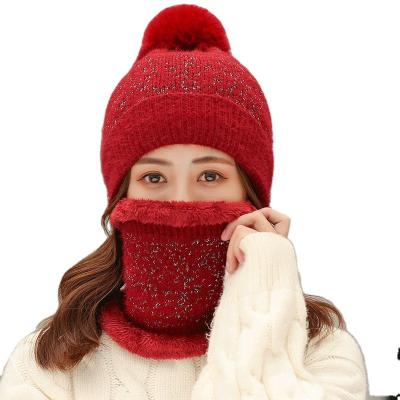 China COMMON Winter Beanie Hats For Men Women With Thick Fleece Striped Scarf Set Warm Knit Hat Skull Cap Winter Warmer Hat And Scarf for sale