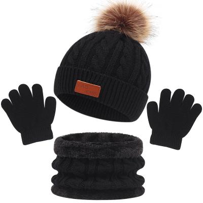 China Cheap Winter Kids Children Boys Girls Acrylic Cashmere Custom Medium Plain Knit Hat Beanie Hats And Scarf Sets for sale