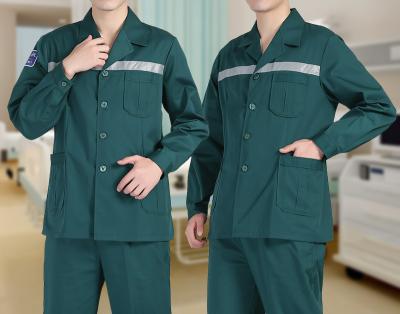 China Hospital Source Manufacturer OEM First Aid Worker Uniform Green High Visibility Work Uniform Medical Uniform Set for sale