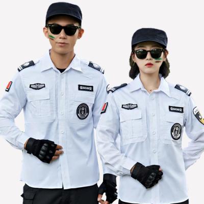 China Cotton Customized Logo White Uniform Guard Shirt Traffic Control Workwear Safety Uniform for sale