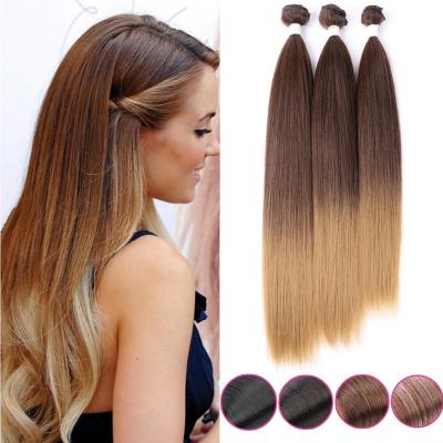 China U-tip Hair Ombre Brown Yaki Blonde Straight Hair Bundles Synthetic Hair Extension Hair Weave Bundles for sale