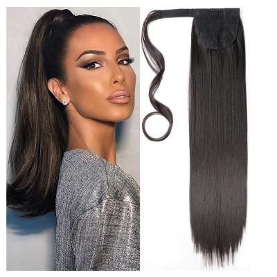 China U-tip Hair 22 Inch Long Silky Synthetic Ponytail Wig Wrap Around Clip In Ponytail Hair Extension for sale