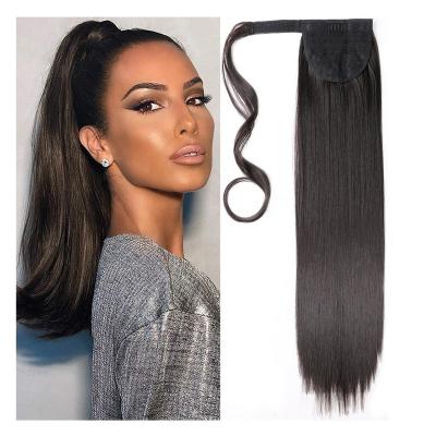 China Long Straight Silky Texture Wrap Around Hair Ponytail Curly Hair Extension Clip In 22 Inch Ombre Hair Synthetic Ponytails for sale