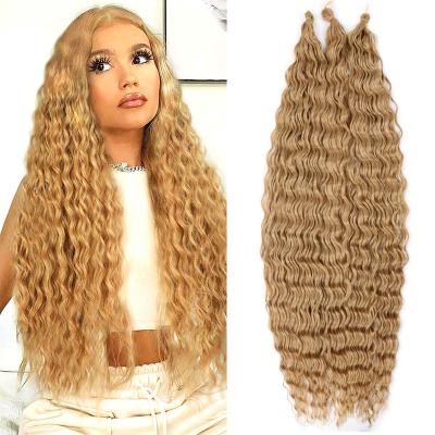 China Synthetic Fiber Hair Crochet Surf High Temperature Silk Wavy Braiding Hair Bulk 32 Inch Deep Wave Twist Hair for sale