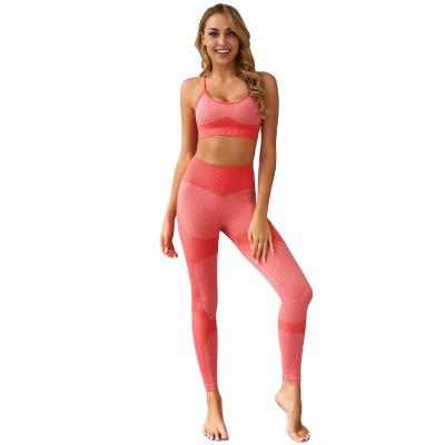 China 2021 Breathable Summer Yoga Vest Set Professional Sports Running Fitness Bra Set Sweatshirt Seamless Jogger for sale