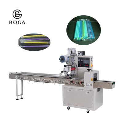 China Horizontal Flow Wrap Packing Machine Automatic Stainless Sucker Straw Packaging for sale