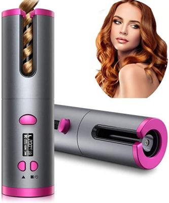 China Hot Selling Multi-Functional Rechargeable Electric Automatic Rotating Hair Curling Iron Deep Wave Hair Curling Roller Rotating Cordless Ceramic Cordless Hair Curler for sale