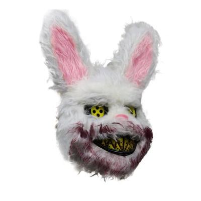 China 2021 New Latex Halloween Masquerade Evil Bloody Rabbit Teddy Bear Cosplay Horror Mask for Adults Kids Easter Props Family Party Plush Toy for sale