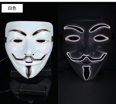 China PVC Molded Movie Theme Character Halloween Plastic Dress Up V Dress For Vendetta Cold Light LED Mask Dance Party Flashing Mask for sale