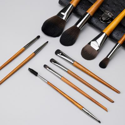 China Angular Blush Professional Makeup Brush Set Wood Color Makeup Brush Professional Eye for sale