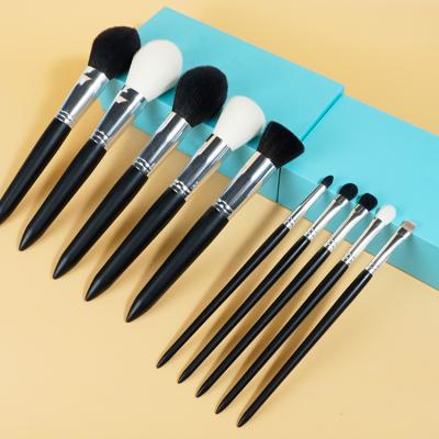 China Angular Blush Custom Logo 10 Animal Hair Makeup Brush Soft Black Eyeshadow Makeup Brush for sale